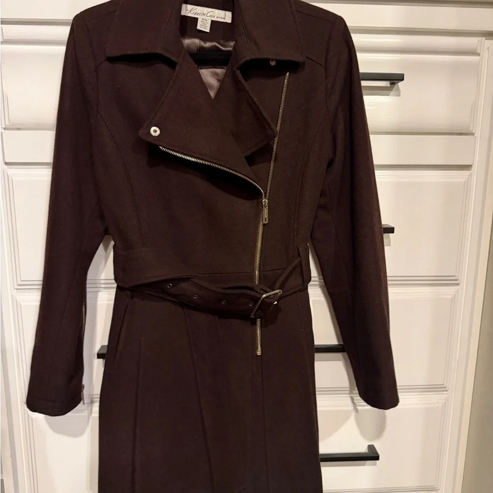 Kenneth Cole Dark Brown Wool Coat - Picture 1 of 6